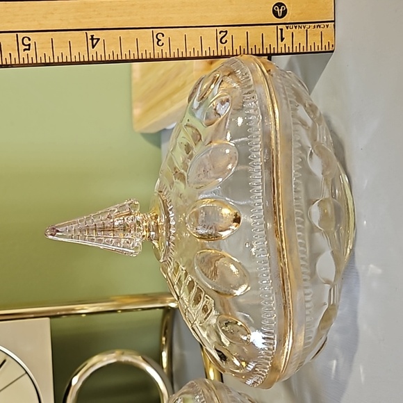 2 vintage Jeannette glass candy /Trinket Dish, glass, gold gilded - Picture 10 of 11